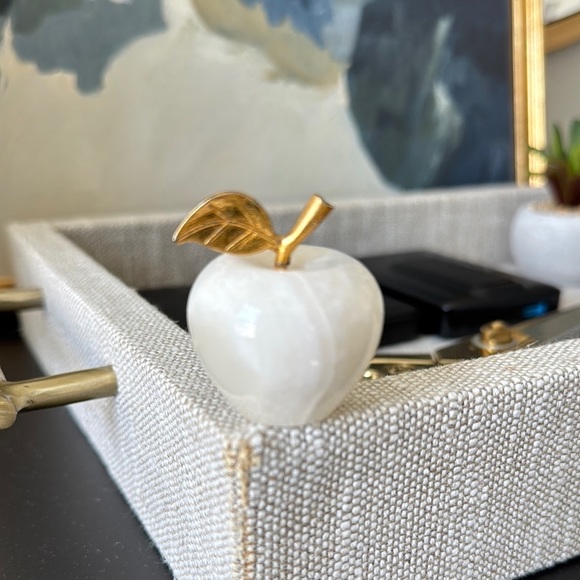 Other - Elegant White and Gold Apple Figurine